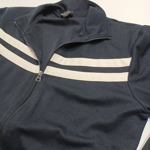SF/415 Mens Track Jacket Midnight Blue Chevron Pockets Full Zip Mock Neck M - Picture 7 of 12